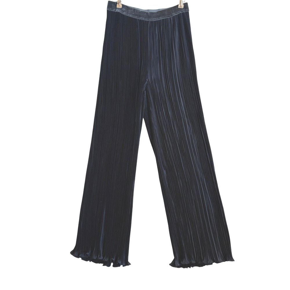 Scotch & Soda Womens Navy Blue Pleated Wide Leg Pants Velvet Waistband Size M